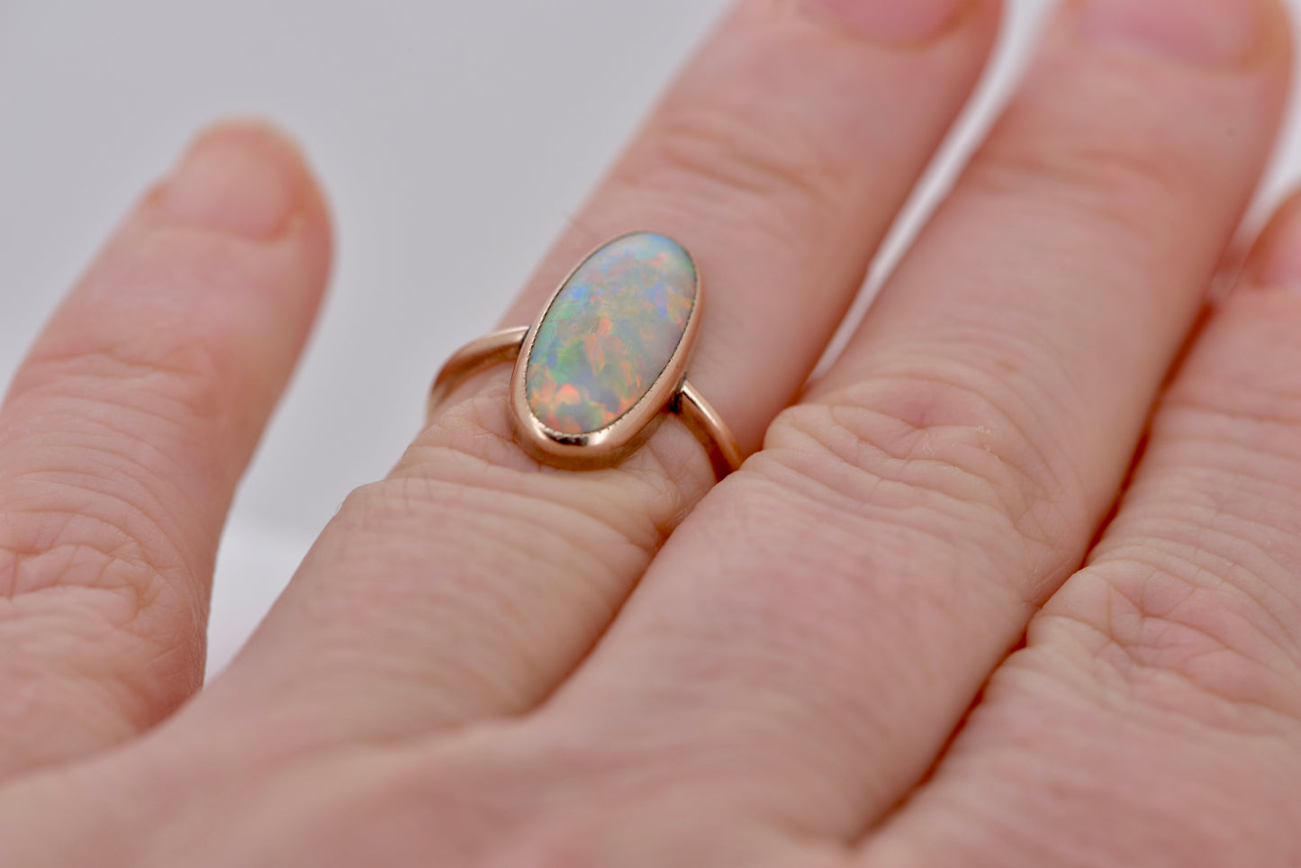 Angel - 9ct Antique solid Australian opal gold ring