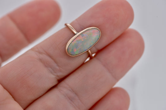 Angel - 9ct Antique solid Australian opal gold ring