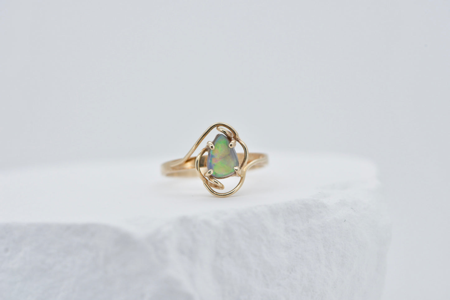 Angelina - 9ct retro solid Australian opal gold ring