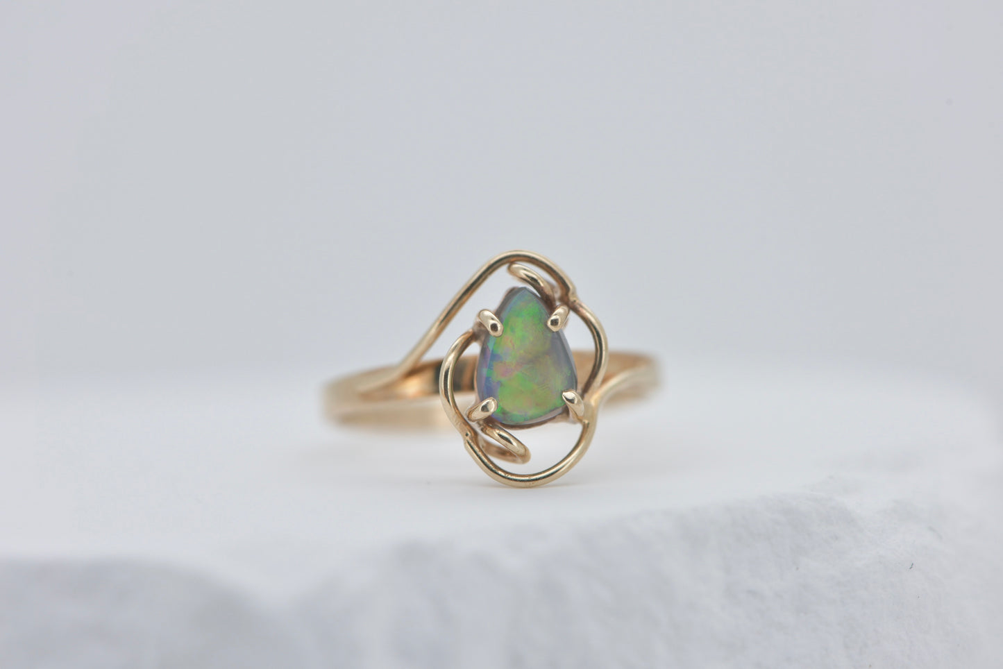 Angelina - 9ct retro solid Australian opal gold ring