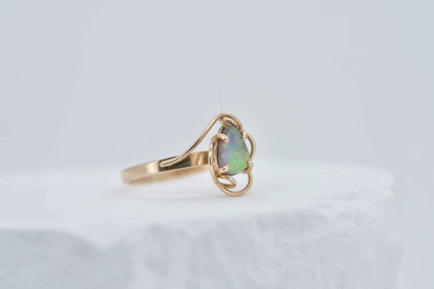 Angelina - 9ct retro solid Australian opal gold ring