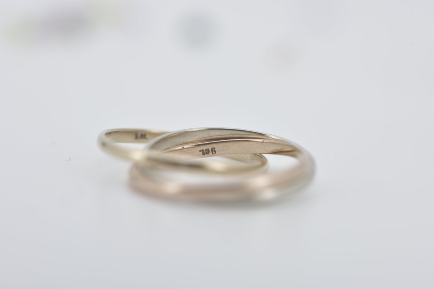 Tiny Thea! -  9ct yellow, rose and white gold tri-colour band