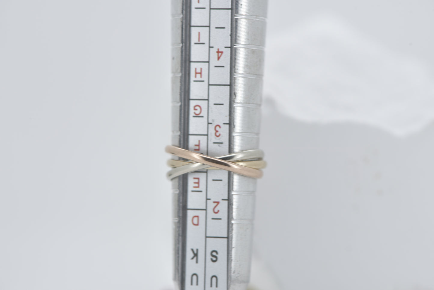 Tiny Thea! -  9ct yellow, rose and white gold tri-colour band