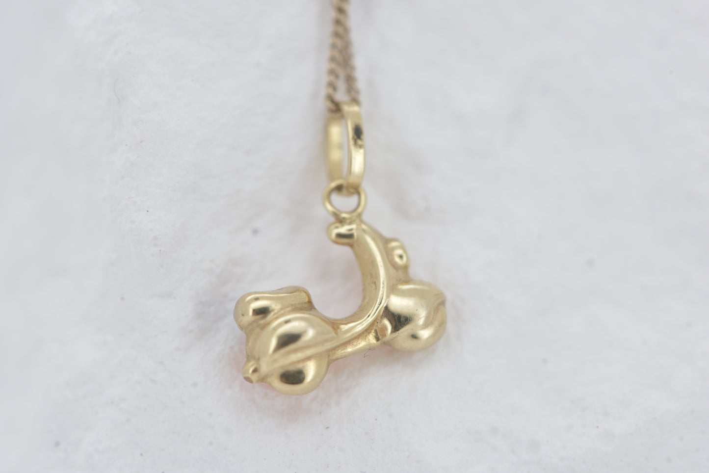 Vespa charm in 9ct yellow gold with orange and blue enamel