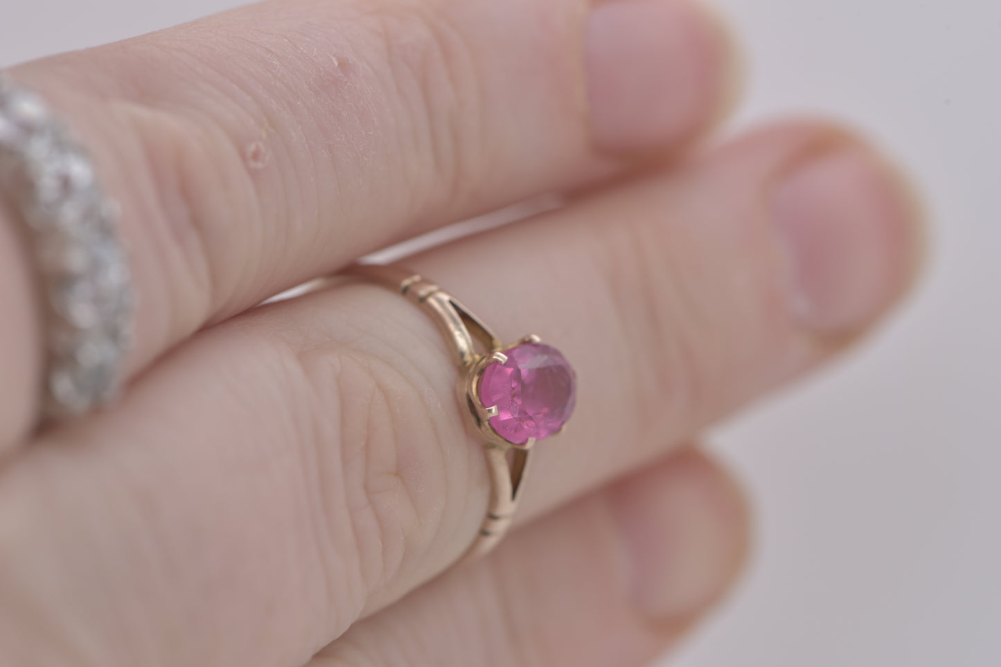 Abigail - 9ct Antique Australian candy pink stone ring