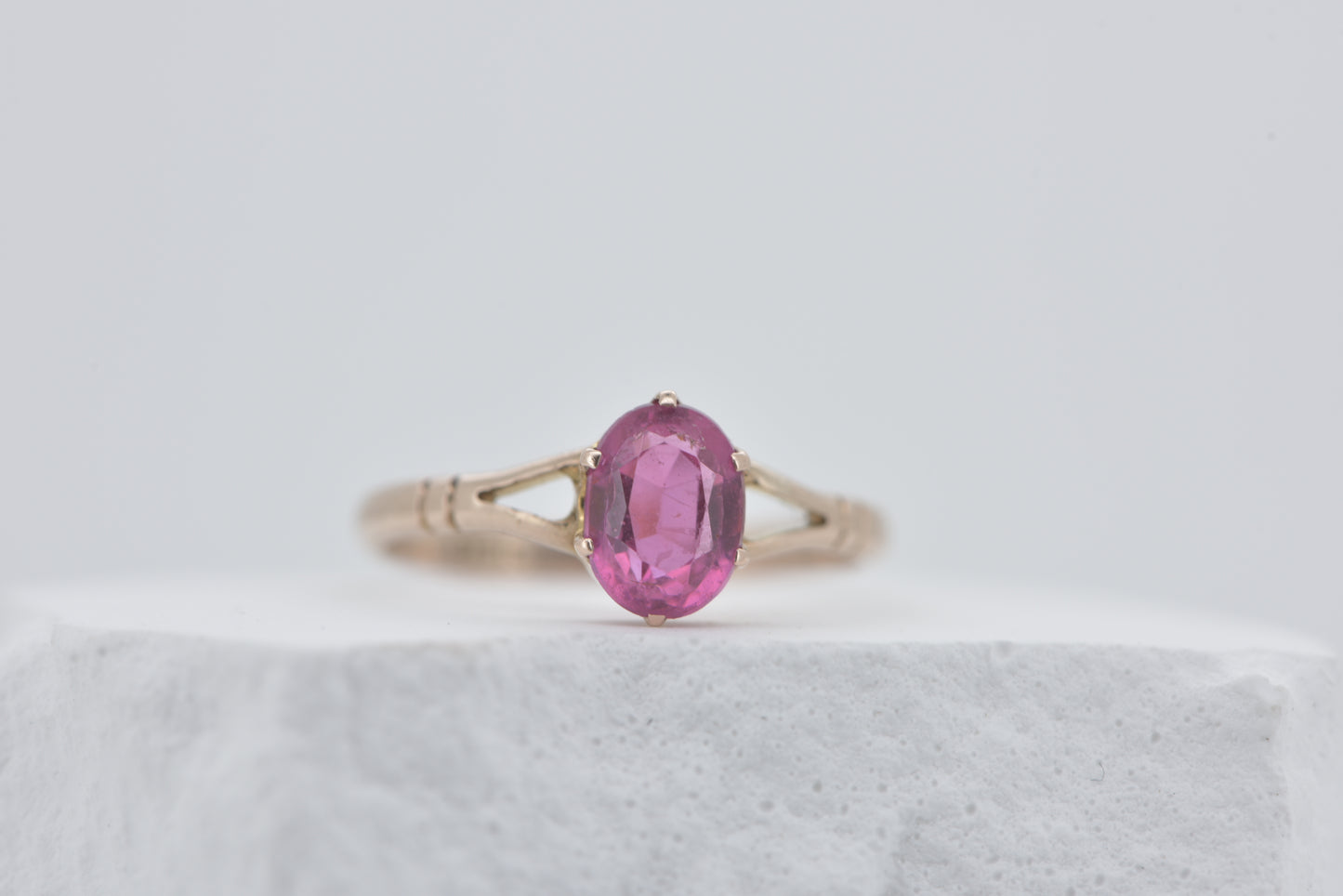 Abigail - 9ct Antique Australian candy pink stone ring