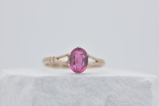 Abigail - 9ct Antique Australian candy pink stone ring