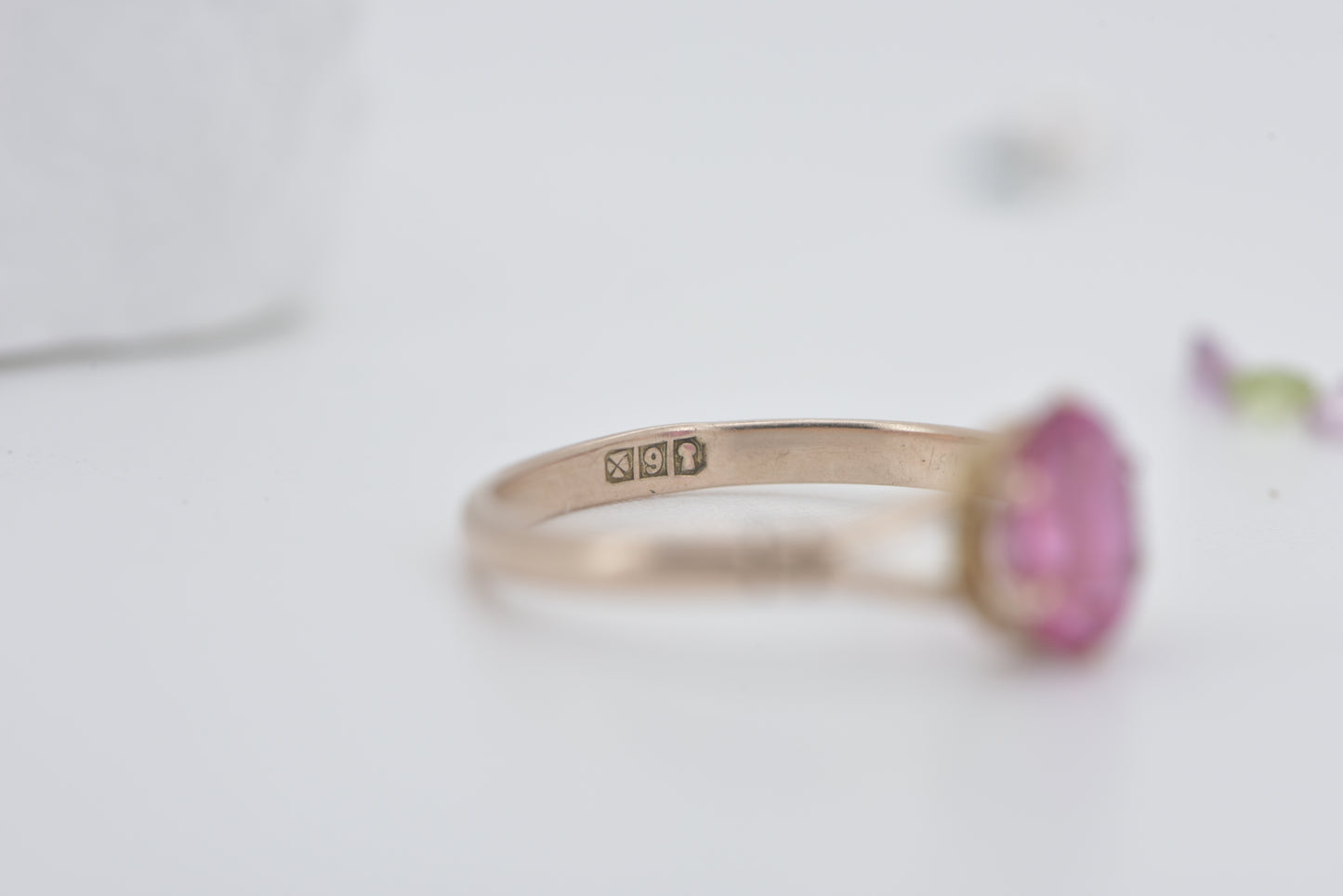 Abigail - 9ct Antique Australian candy pink stone ring