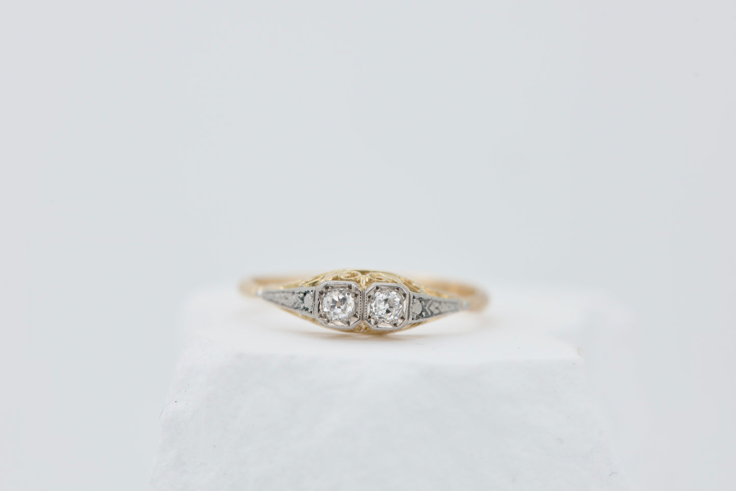 Bonnie and Belle 3 - 18ct diamond Toi et Moi with 9ct white gold detail