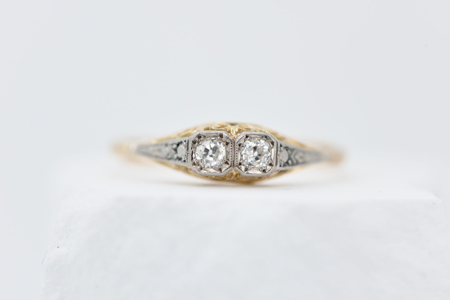 Bonnie and Belle 3 - 18ct diamond Toi et Moi with 9ct white gold detail
