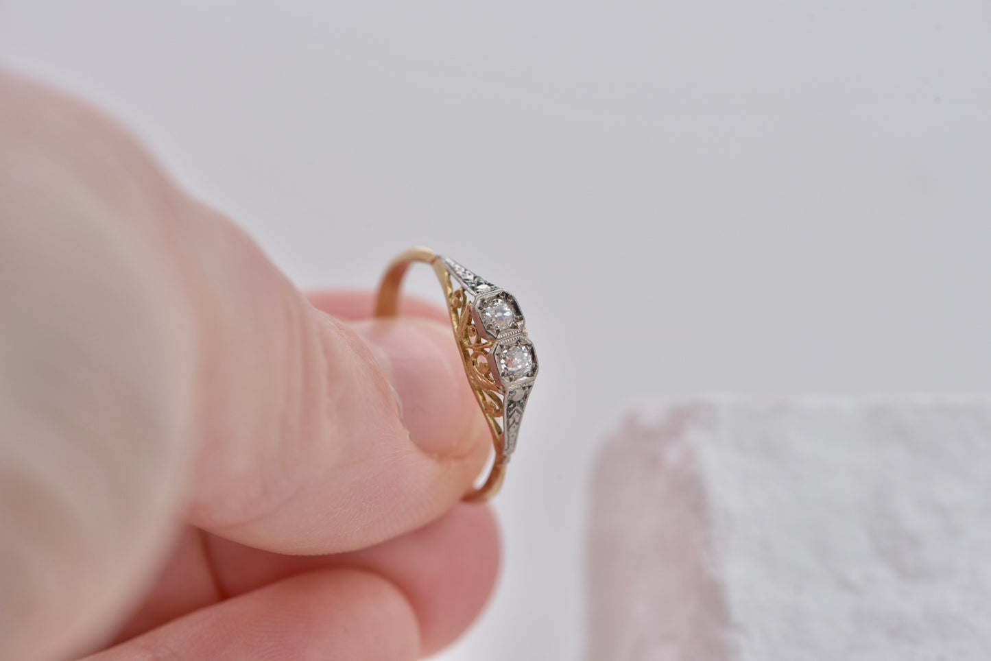 Bonnie and Belle 3 - 18ct diamond Toi et Moi with 9ct white gold detail