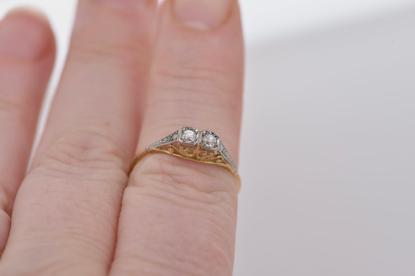 Bonnie and Belle 3 - 18ct diamond Toi et Moi with 9ct white gold detail
