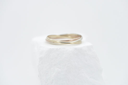Theda - 9ct yellow, rose and white gold tri-colour band gold ring