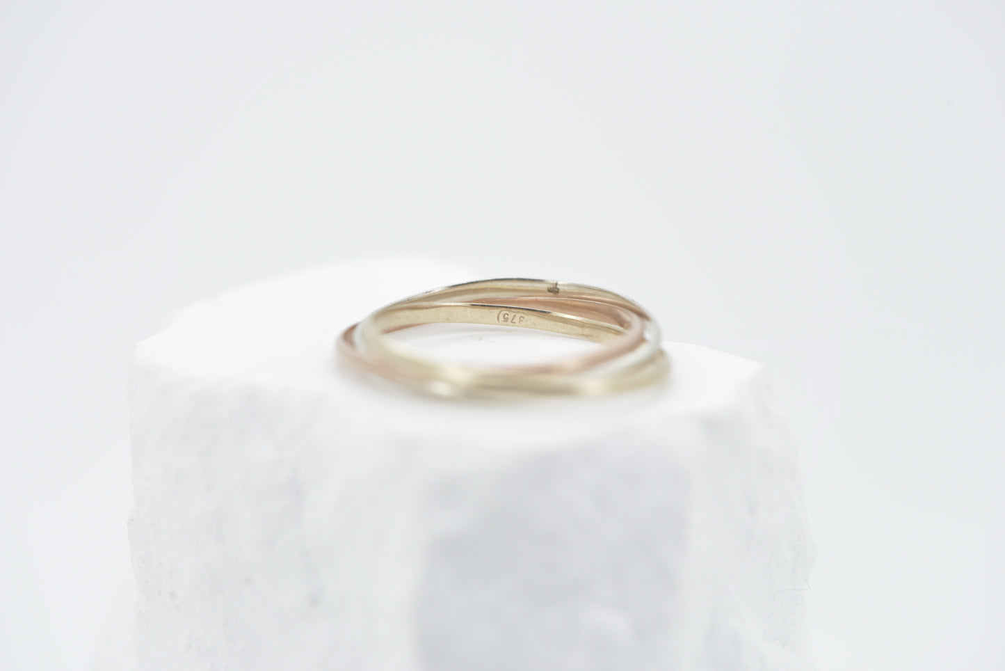 Theda - 9ct yellow, rose and white gold tri-colour band gold ring