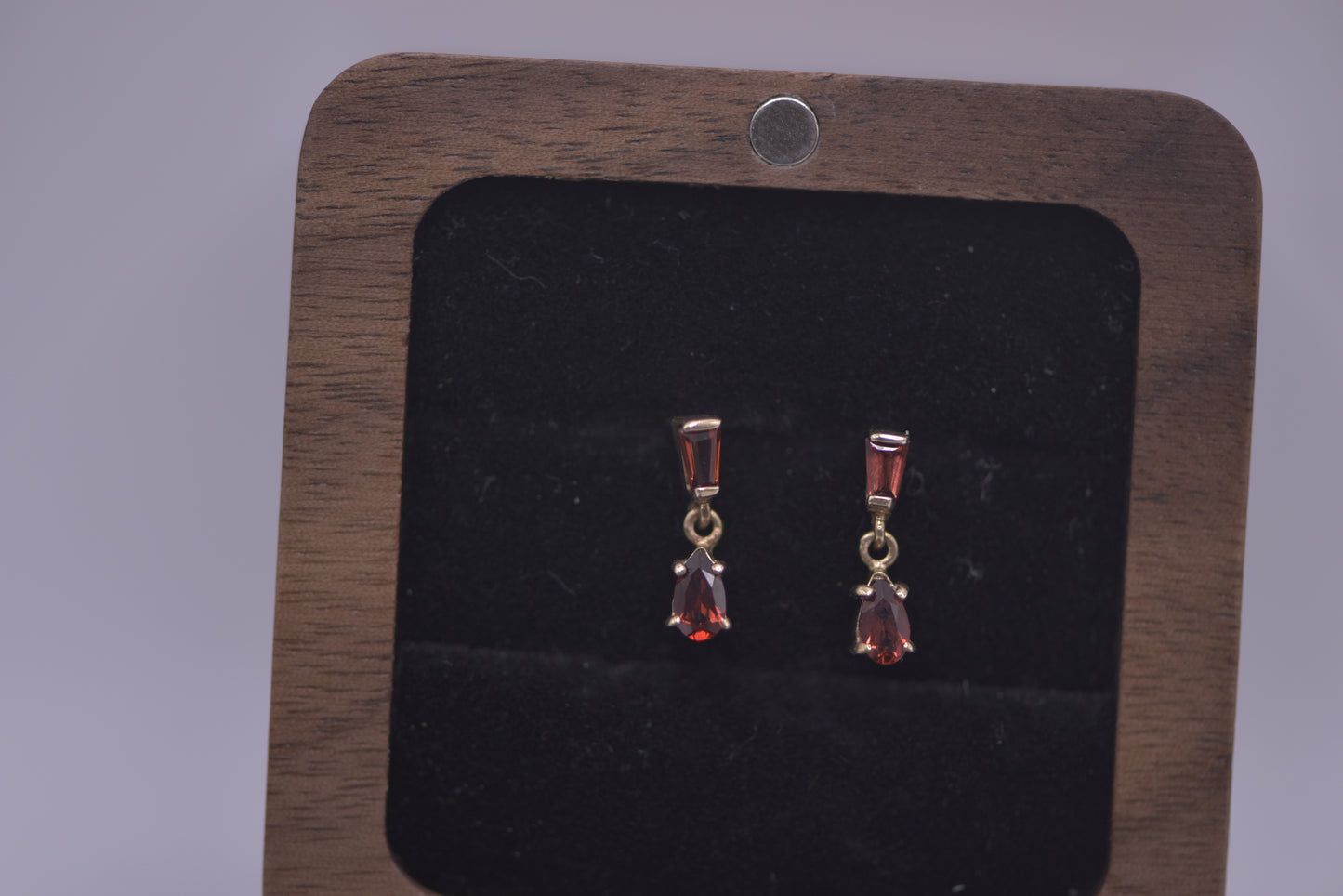 Dainty Garnet drop earrings