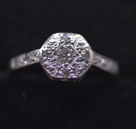 Handmade Hexagonal Antique 18ct ring